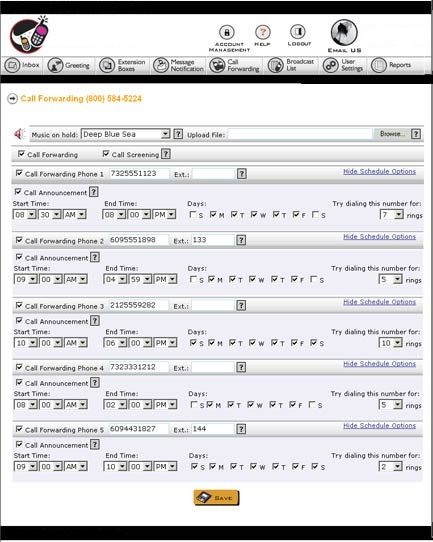 Voicemail | Live Call Forwarding