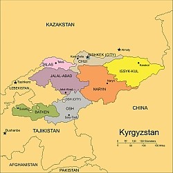 Kyrgystan, Administrative Districts, Capitals and Surrounding Countries