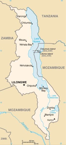 Malawi Map CIA