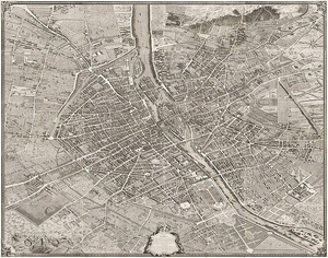 Paris Aerial Map Vintage