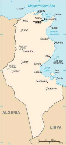 Tunisia Map CIA